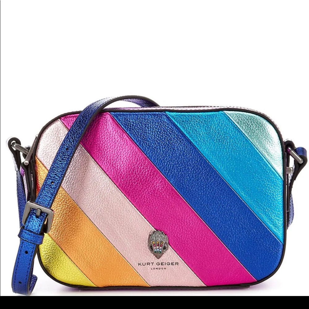 Kurt Geiger Rainbow Stripe Camera Crossbody Bag